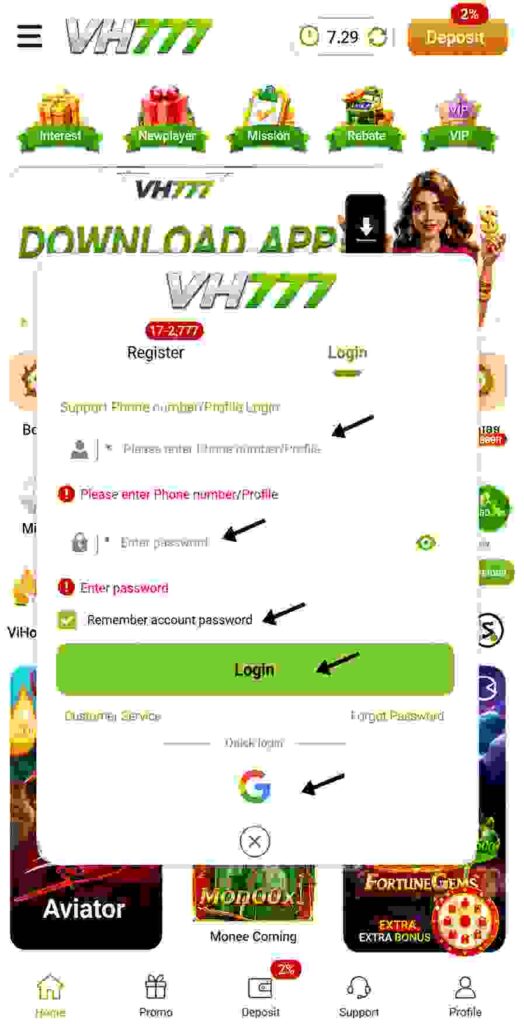 VH777 Game Login